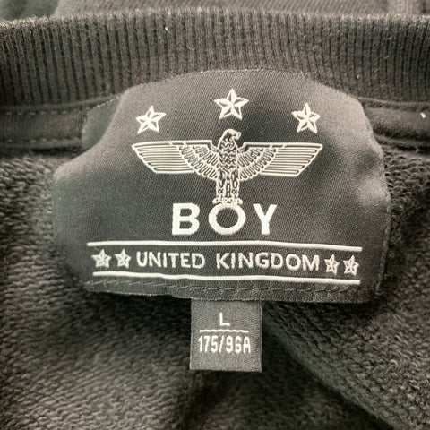 BOY LONDON Size L Black Gold Sequined Logo Cotton Pullover Sweatshirt