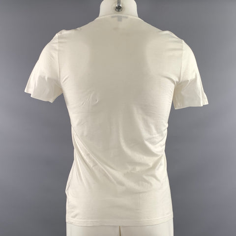 BURBERRY Size M White Ruffled Cotton Henley T shirt