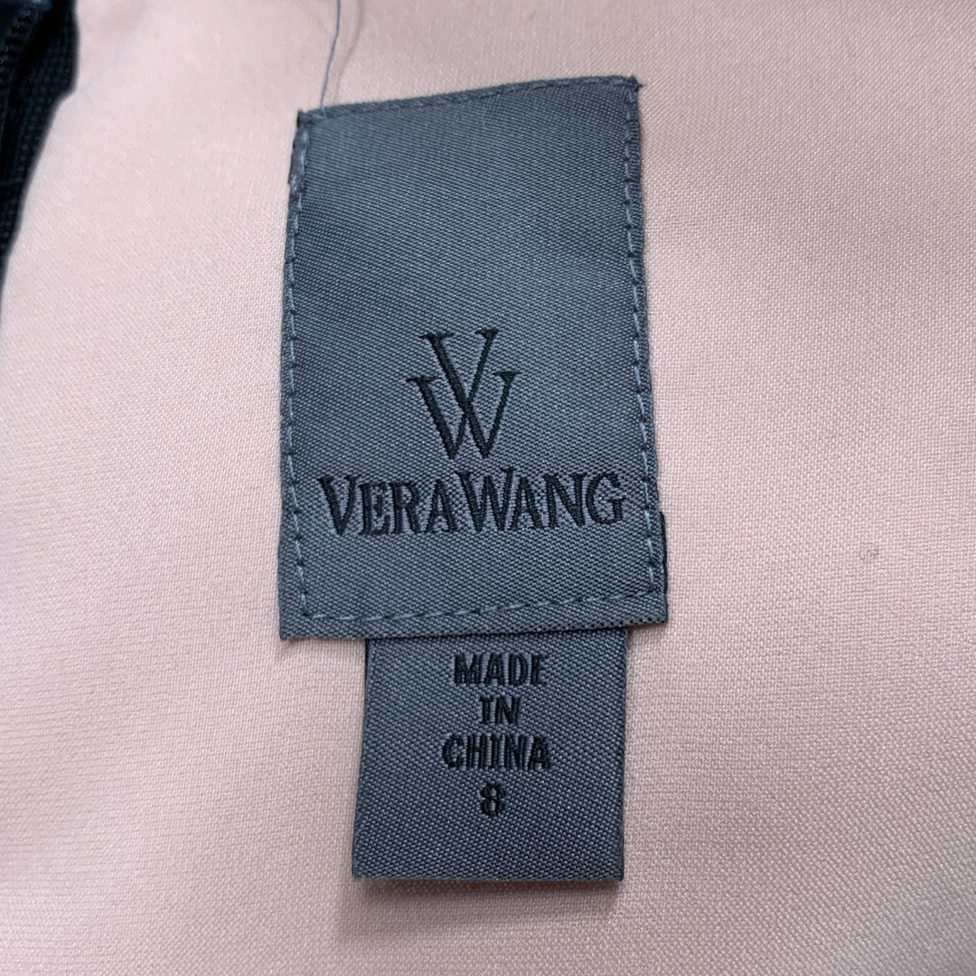 VERA WANG Size 8 Black Pink Nylon Blend Double Layer Long Dress