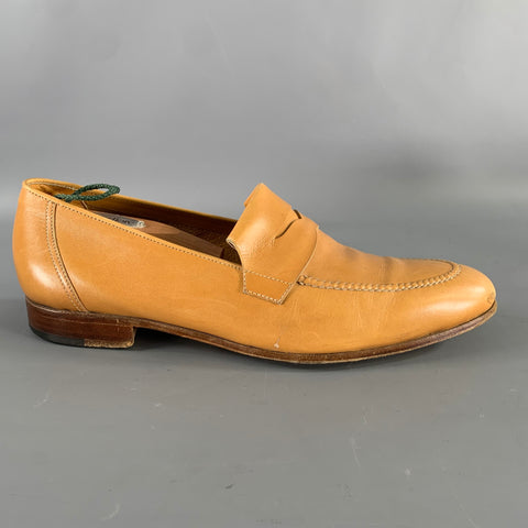 JOHN LOBB CHENTENHAM Size 9 Tan Leather Penny Loafers