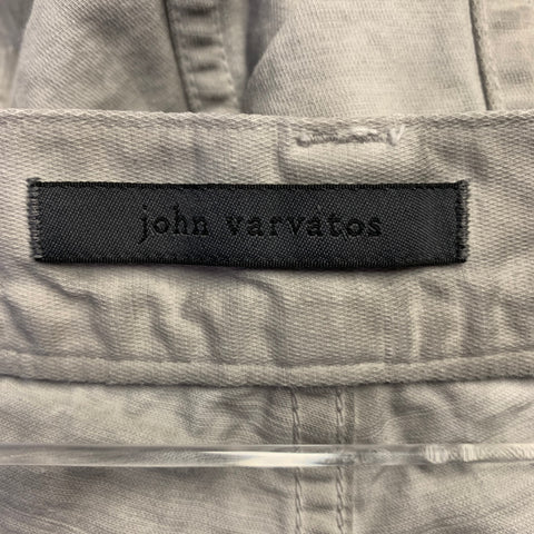 JOHN VARVATOS Size 33 Grey Marbled Cotton Linen Straight Button Fly Casual Pants