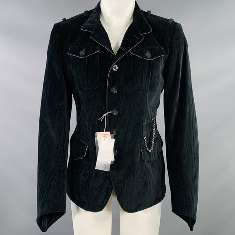 Veste JOHN RICHMOND Taille 40 Velours Coton Noir à Boutons Pression