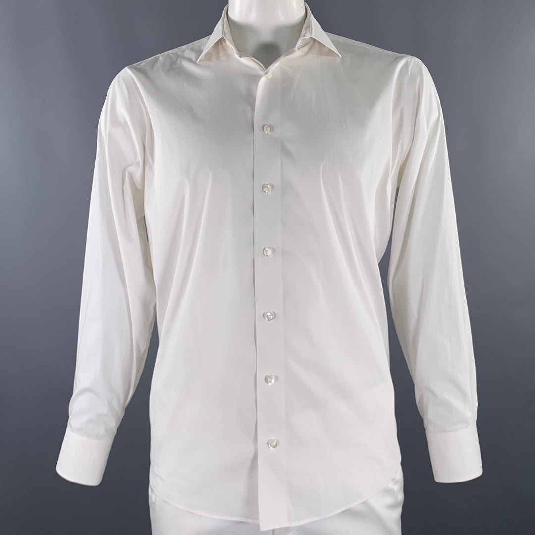 LORENZO UOMO Size XL White Cotton Nylon Stretch Long Sleeve Shirt – Sui  Generis Designer Consignment