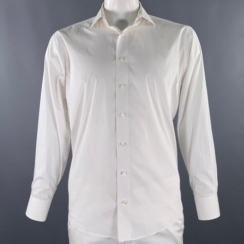 LORENZO UOMO Chemise à manches longues en coton et nylon stretch blanc Taille XL