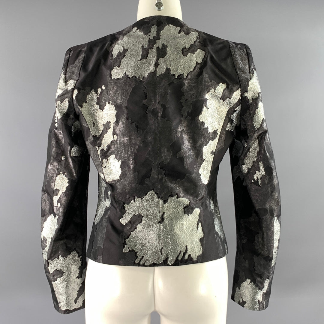 ESCADA Size 4 Black Silver Silk Blend Two Button Jacket