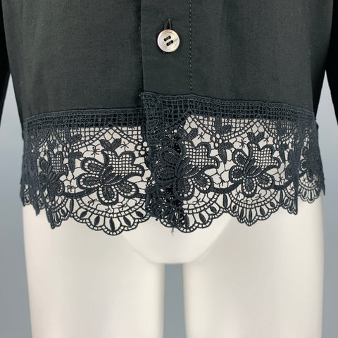 COMME des GARCONS Size S Black Cotton Collarless Blouse