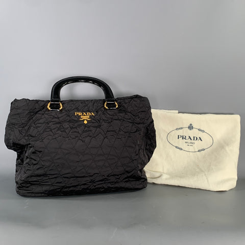PRADA Black Quilted Nylon Handbag & Leather Goods