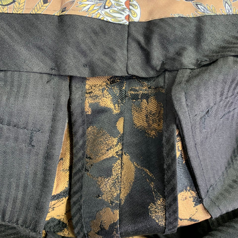 PAISLEY & GRAY Size 40 Regular Black Tan Floral Polyester Jacquard Slim Fit Suit