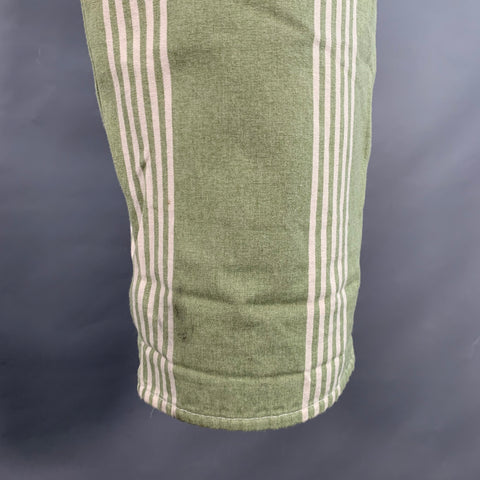 TENDER CO. Size L Green White Stripe Cotton Straight Button Fly Casual Pants
