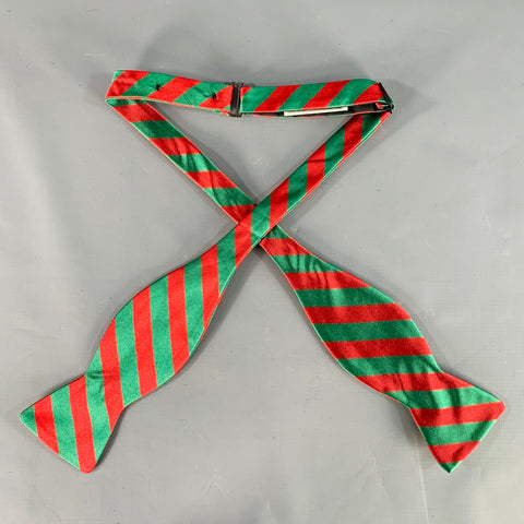 O'CONNELL'S Red Green Diagonal Stripe Bow Tie