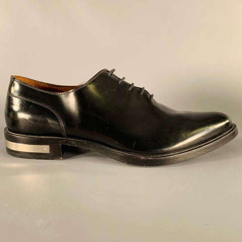 GIVENCHY Size 9 Black Leather Metal Trim Lace-Up Shoes