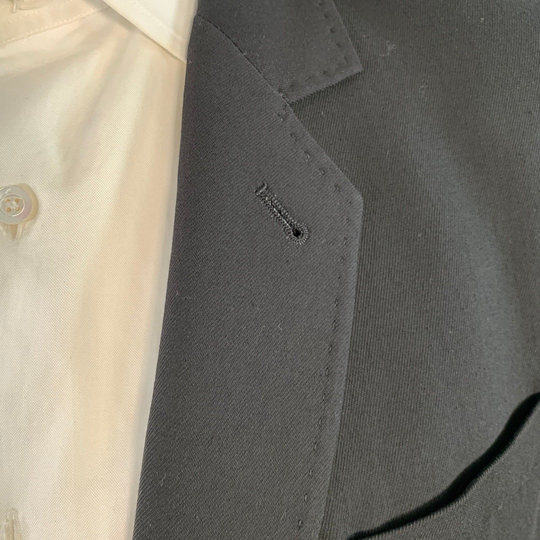 ANN DEMEULEMEESTER Size 44 Black Twill Viscose Virgin Wool Sport Coat