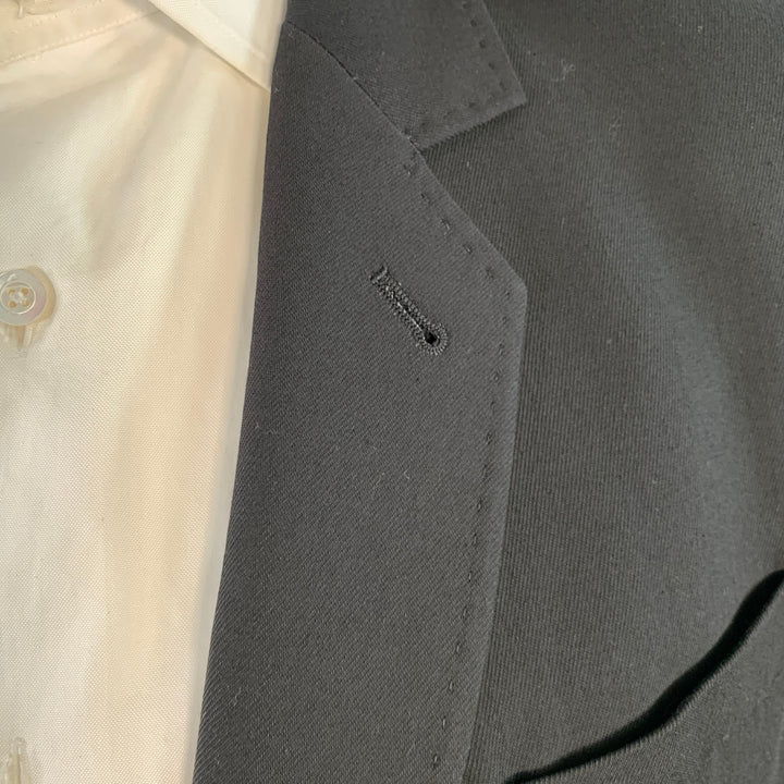 ANN DEMEULEMEESTER Size 44 Black Twill Viscose Virgin Wool Sport Coat
