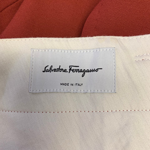SALVATORE FERRAGAMO Size 46 Burgundy Wool Notch Lapel Suit