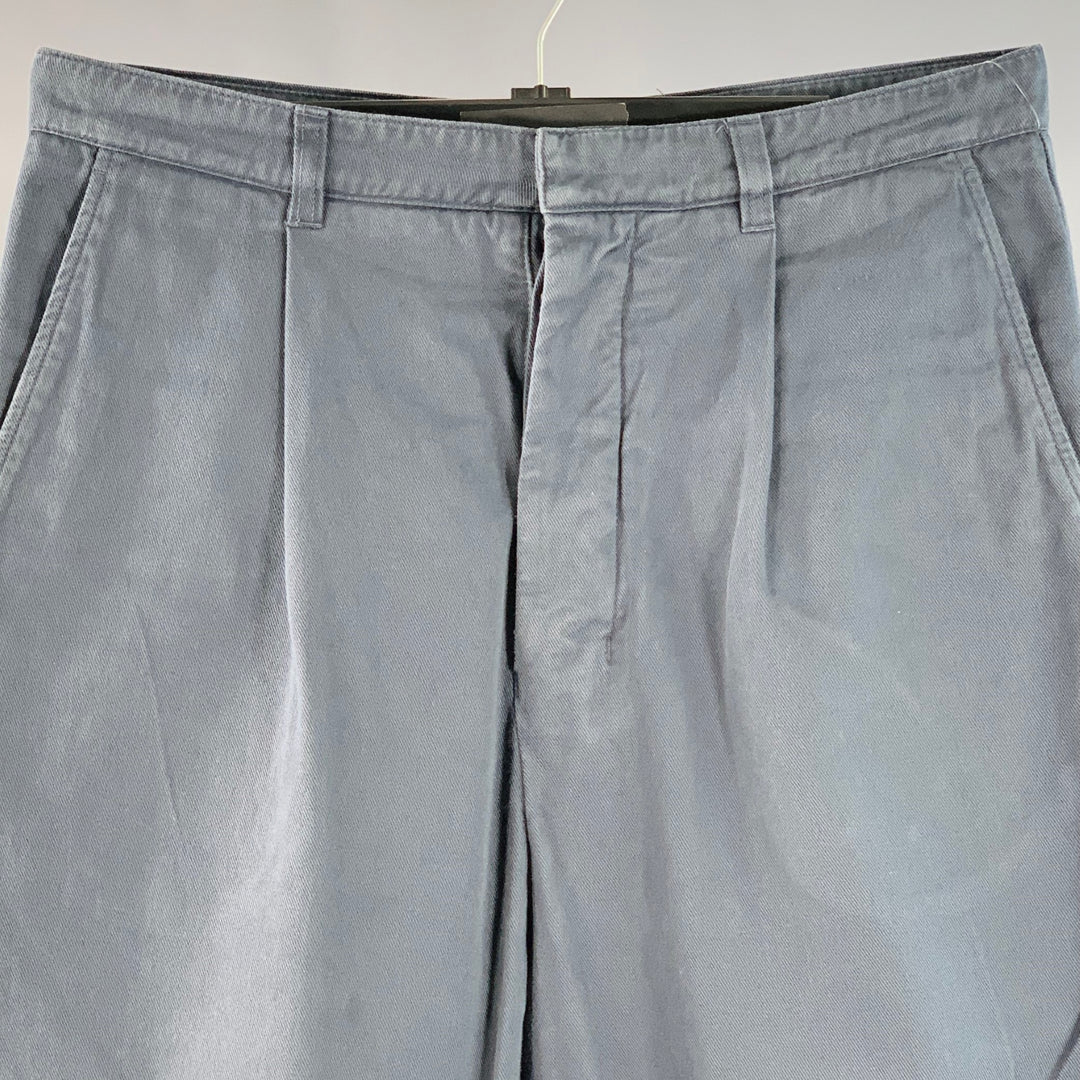 AMI by ALEXANDRE MATTIUSSI Size M Blue Cotton Pleated Button Fly Casual Pants