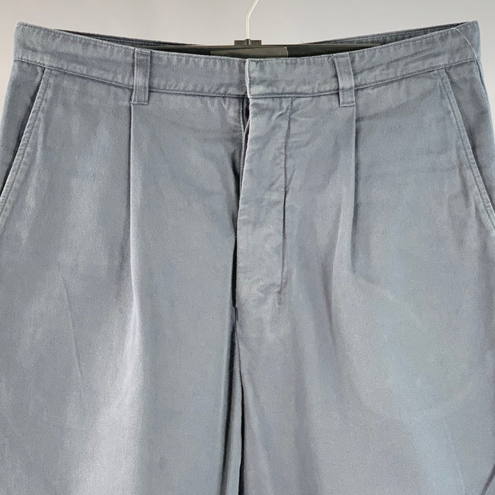 AMI by ALEXANDRE MATTIUSSI Size M Blue Cotton Pleated Button Fly Casual Pants
