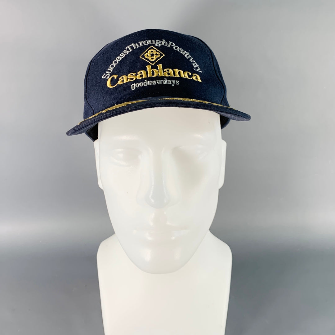 CASABLANCA Size S Navy Gold Silver Embroidered Cotton Baseball Cap Hat