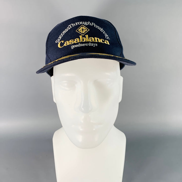 CASABLANCA Size S Navy Gold Silver Embroidered Cotton Baseball Cap Hat