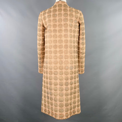 MILA SCHON Size 6 Beige Tan Polyester Circles Beaded Coat