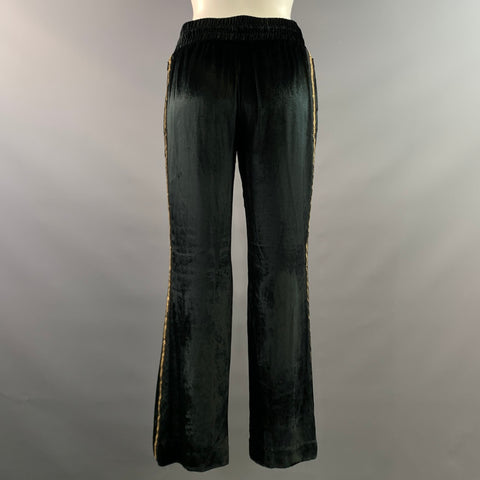 VERSACE Size 4 Black Gold Viscose & Silk Baroque Track Jacket Set