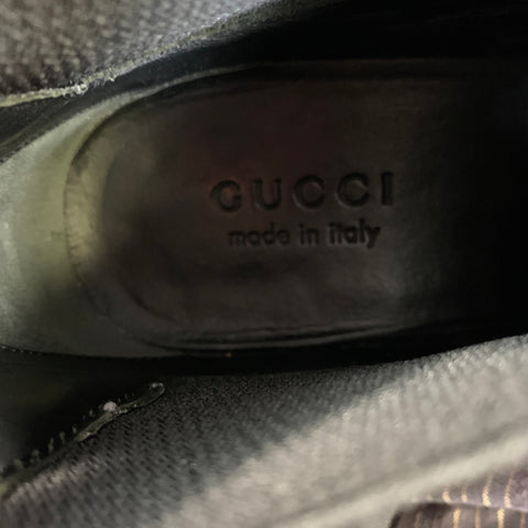 GUCCI Size 7 Purple Black Leather Pointed Toe Boots