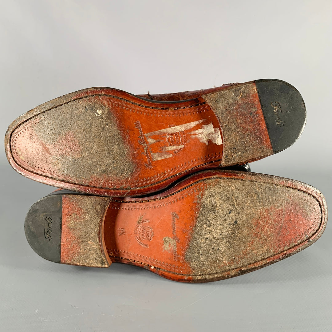 FORLI Size 10 Brown Tan Cap Toe Lace-Up Shoes