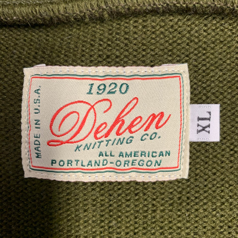 DEHEN 1920 Size XL Green Knit Wool Two Pockets Cardigan