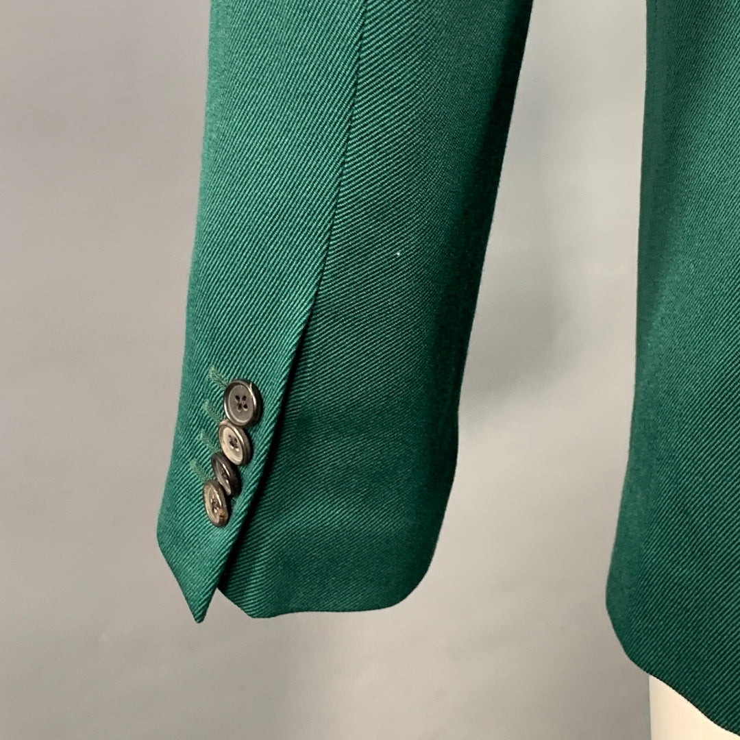 CALVIN KLEIN 205W39NYC Size 36 Green Wool Twill Double Breasted Peak Lapel Sport Coat
