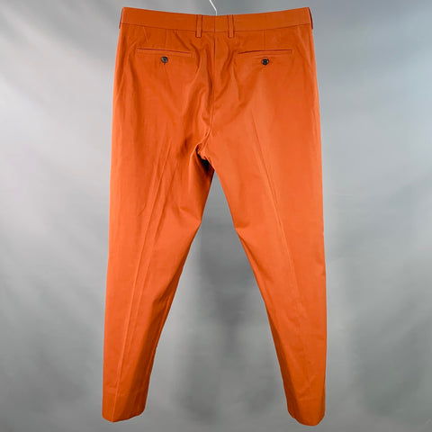 PAUL SMITH Size 34 Orange Rust Twill Cotton Pleated Tapered Dress Pants