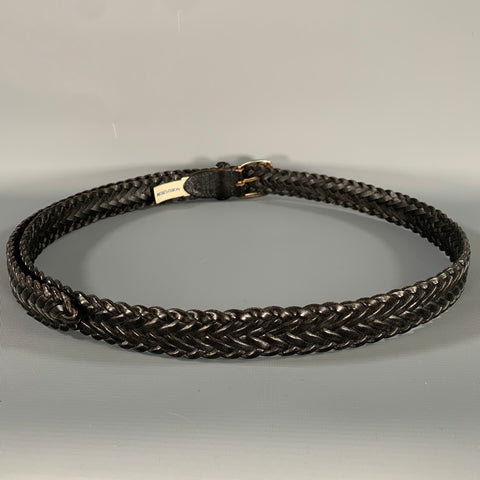 NORDSTROM Size 46 Black Woven Full Grain Leather Belt