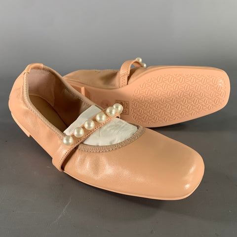 STUART WEITZMAN Size 7 Pink White Leather Ballerina Flats