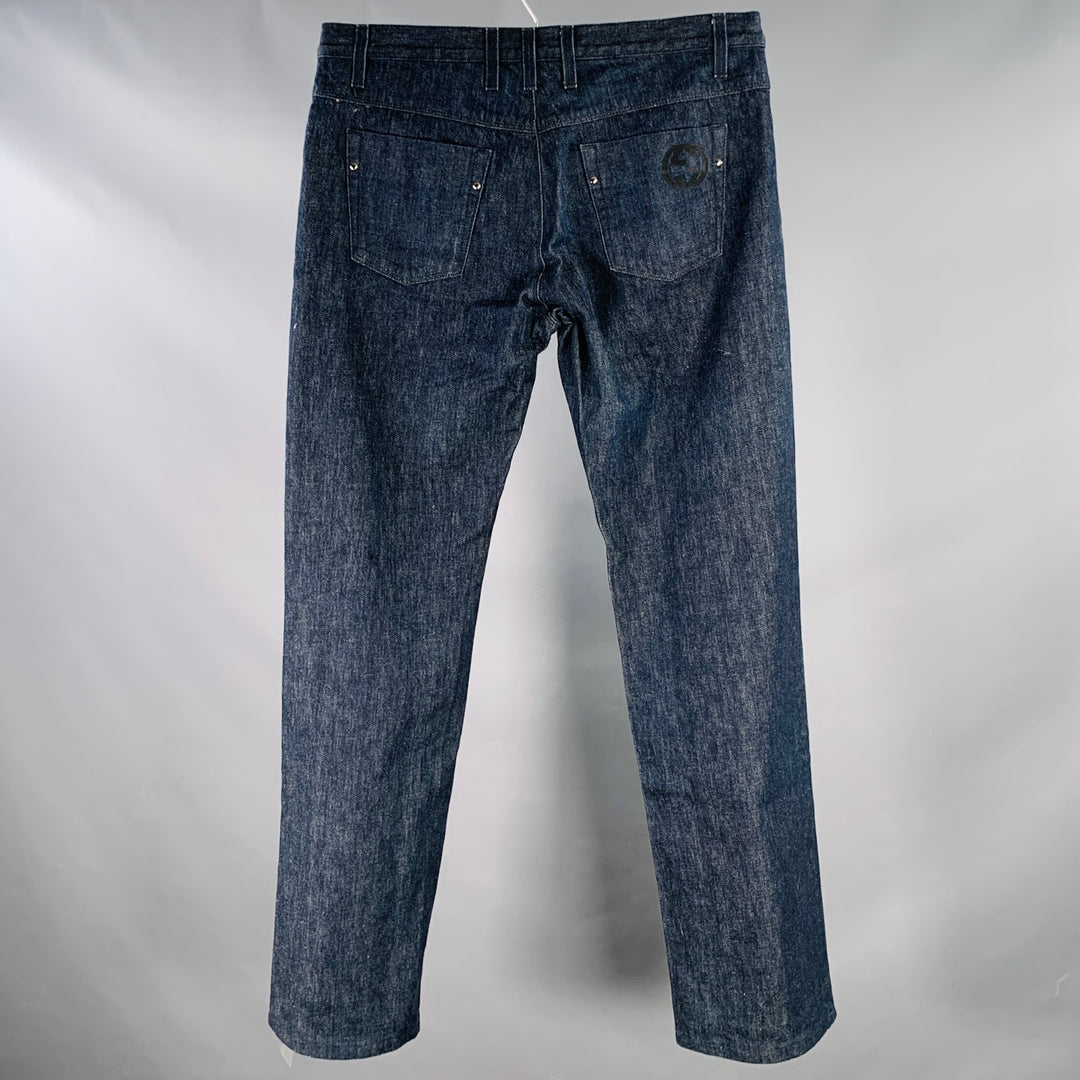 GUCCI Size 34 Indigo Cotton Straight Five Pockets Button Fly Jeans