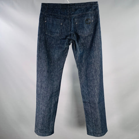 GUCCI Size 34 Indigo Cotton Straight Five Pockets Button Fly Jeans