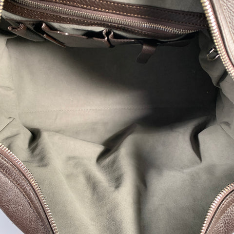 BRIONI Brown Pebble Grain Leather Duffle Bags
