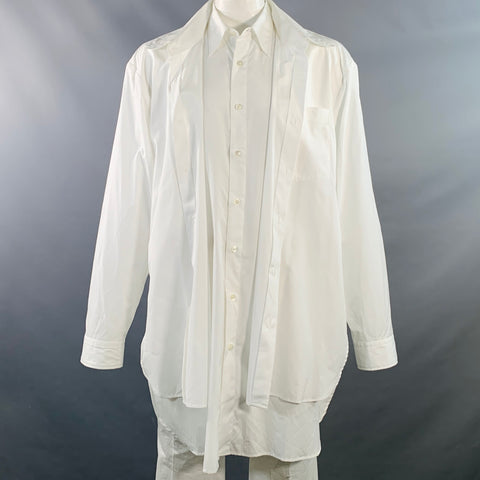 DRIES VAN NOTEN Chemise Homme Manches Longues Superposée en Coton Blanc Taille L