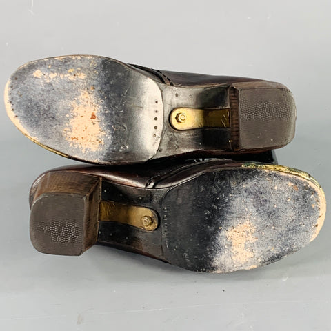 MUNOZ VRANDECIC Size 8 Brown Gold Leather Paint Splattered Wooden Heel Lace-Up Boots
