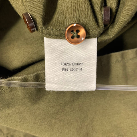BARNEY'S NEW YORK Size M Green Cotton One Pocket Short Sleeve Shirt