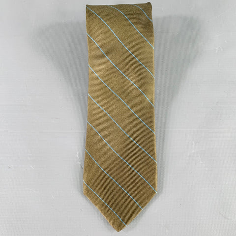 GIORGIO ARMANI Green Blue Diagonal Stripe Silk Tie