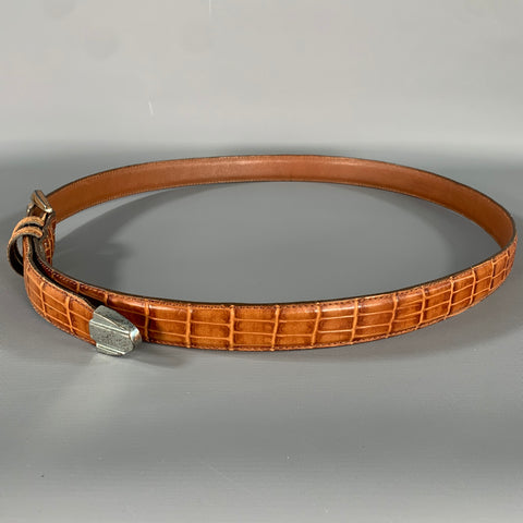 NO BRAND Size 40 Brown Cognac Alligator Leather Belt