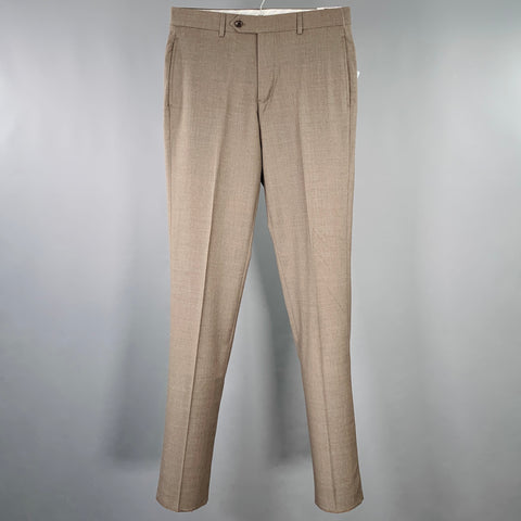 BROOKS BROTHERS Size 32 Brown Heather Wool Blend Flat Front Dress Pants