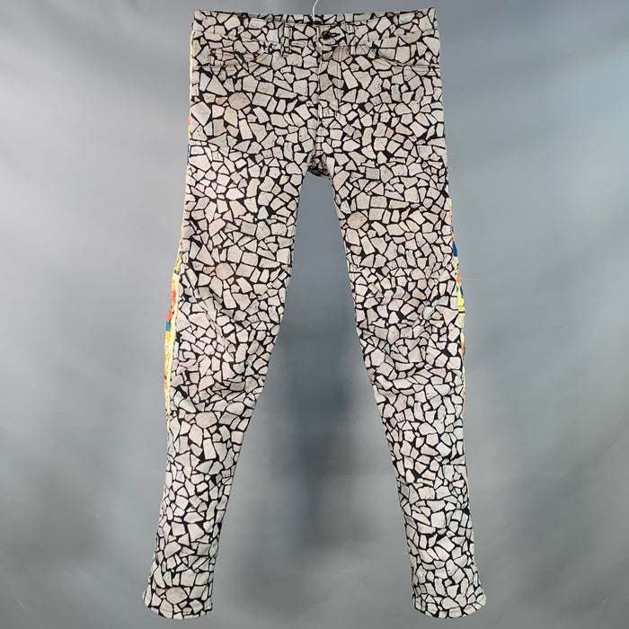 COMME des GARCONS HOMME PLUS Fall 2018 Size S Grey Multi Color Comic Denim Jeans