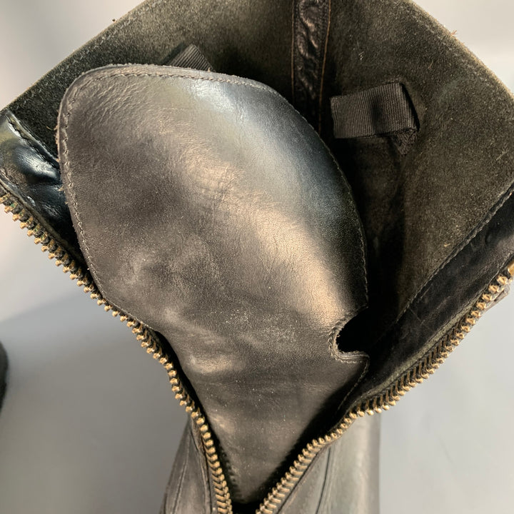 MARC JACOBS Size 10.5 Black Leather Cap Toe Zip Up Boots