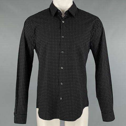 VINCE Camisa de manga larga con un bolsillo de algodón Nailhead blanco marino talla M