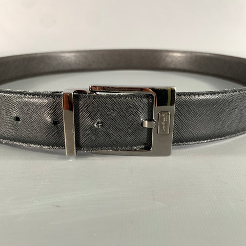 FERRAGAMO Size 40 Black Dark brown Leather Belt