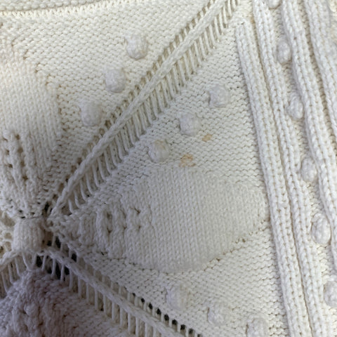 CHANEL Size 8 White Cotton Geometric Ribbed Knee Length Dress