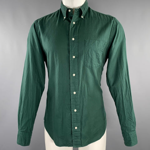 Chemise à manches longues et une poche en coton vert GITMAN BROS Taille M