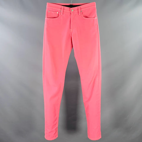 HELMUT LANG Size 30 Pink Cotton Blend Slim Straight Button Fly Jeans