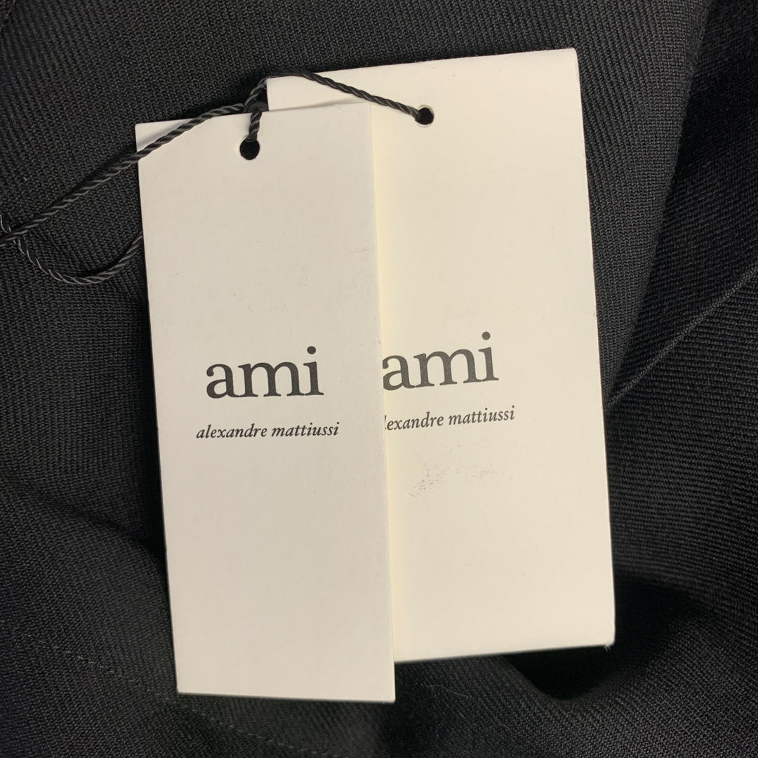 AMI by ALEXANDRE MATTIUSSI Size 30 Black Solid Wool Wide Leg Dress Pants