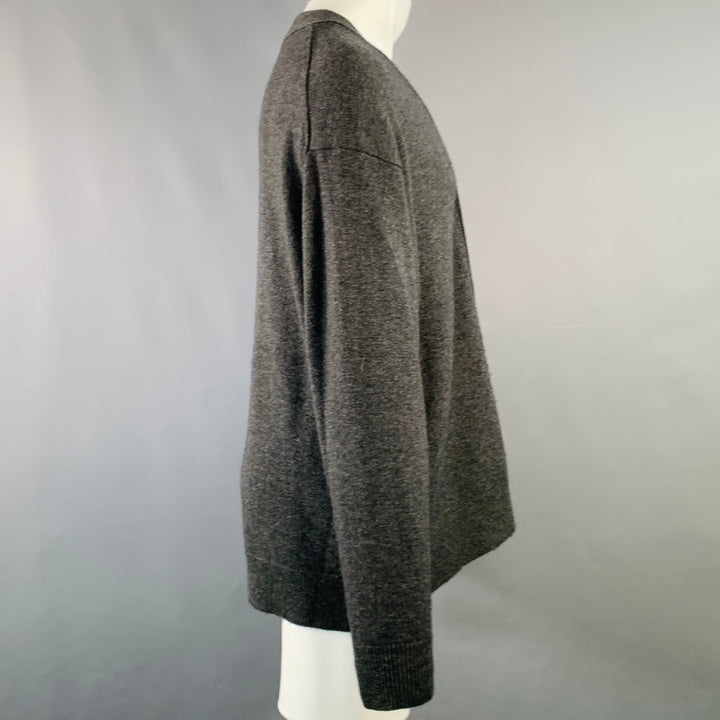 SOFIE D'HOORE Size S Grey Charcoal Knit Wool Cashmere Oversized V-Neck Cardigan