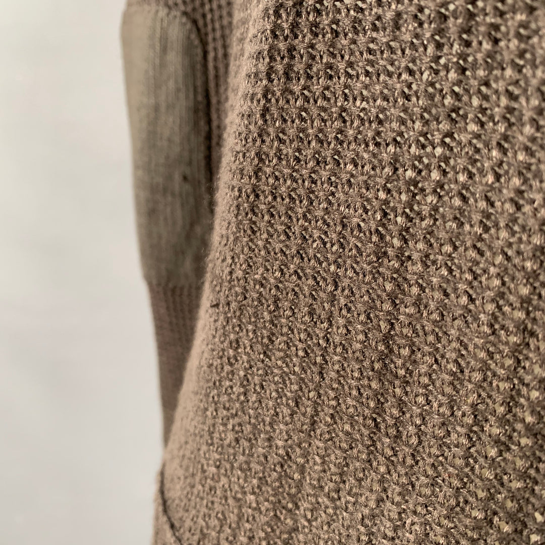 JOHN VARVATOS Size M Brown Waffle Knit Linen Collarless Cardigan